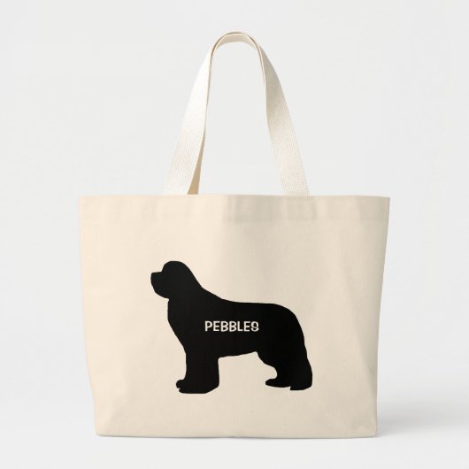 CUSTOM Newfoundland Hondenras Silhouette Grote Tote Bag (Voorkant)