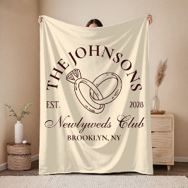 Custom Newlyweds Club Blanket for Honeymoon Gift Fleece Deken