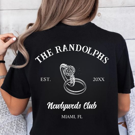 Custom Newlyweds Club Just Married Honeymoon Mrs T-shirt