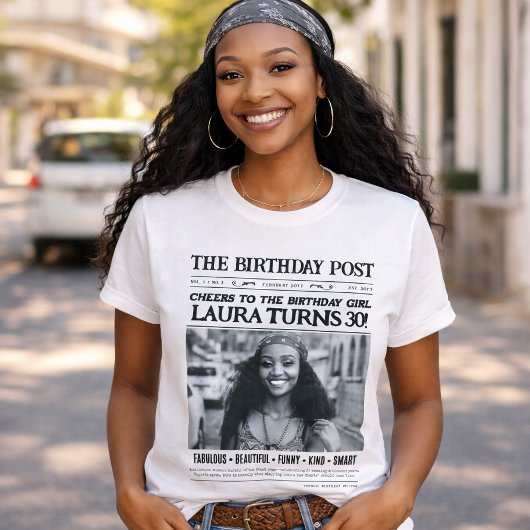 Custom Newspaper Shirt, Fun Personalized Birthday T-shirt