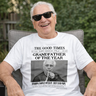 Custom Newspaper Shirt, Grandfather of the Year T-shirt