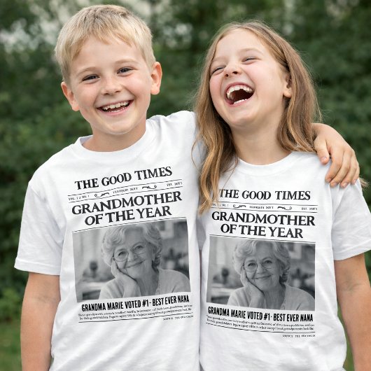 Custom Newspaper Shirt, Grandmother of the Year T-shirt