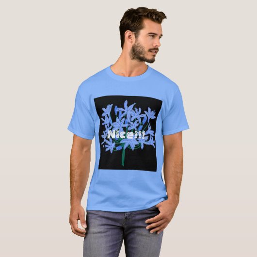 Custom Nice Text Carolina Blauwe Kleur T-shirt (Voorkant volledig)