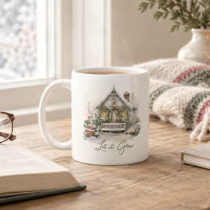 Custom Nieuwjaar Winter Scene Sneeuwgroen Kerstmis Koffiemok