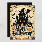 Custom Night Happy Halloween Feestdagenkaart (Voorkant / Achterkant)