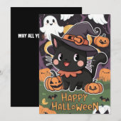 Custom Night Happy Halloween Feestdagenkaart (Voorkant / Achterkant)