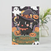 Custom Night Happy Halloween Feestdagenkaart (Staand voorkant)
