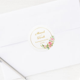 Custom Nikkah Shaadi Islamitische bruiloft Bloemen Ronde Sticker