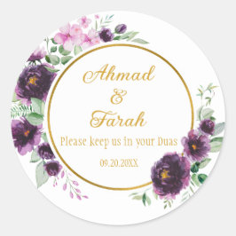 Custom Nikkah Shaadi Islamitische bruiloft Bloemen Ronde Sticker