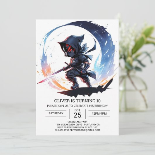 Custom Ninja Martial Arts Kinderen Verjaardag Kaart (Staand voorkant)