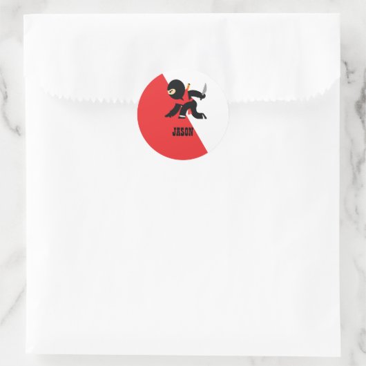 Custom Ninja Verjaardagsfeest Ronde Sticker (Tas)