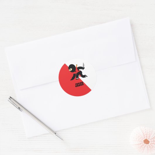 Custom Ninja Verjaardagsfeest Ronde Sticker (Envelop)