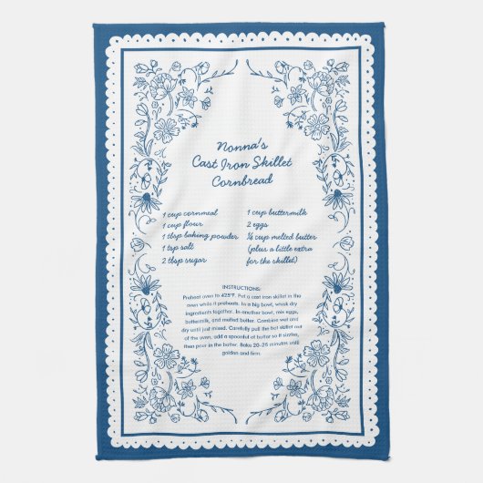 Custom Nonna’s Recipe Keepsake Tea Towel Theedoek (Verticaal)