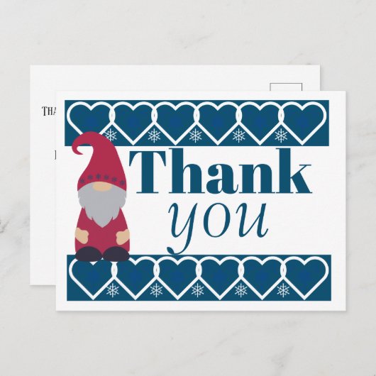 Custom Nordic Gnome Holiday Christmas Bedankt Briefkaart (Voorkant / Achterkant)