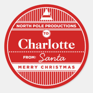 Custom North Pole Productions Kerst sticker