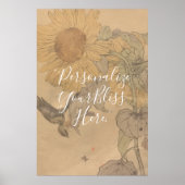 CUSTOM Nostalgic Sunflower & Bird Art Print  (Voorkant)