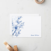Custom Note Kaart-Blue Magnolia Notitiekaartje (Voorkant / Achterkant in situ)