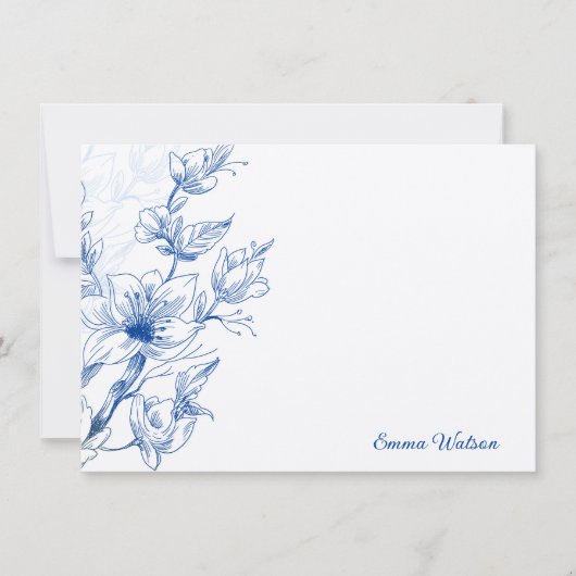 Custom Note Kaart-Blue Magnolia Notitiekaartje (Voorkant)