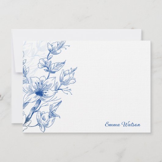Custom Note Kaart-Blue Magnolia Notitiekaartje (Voorkant)