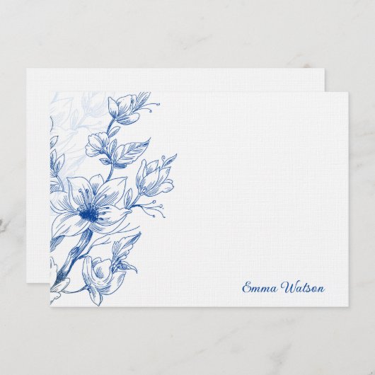 Custom Note Kaart-Blue Magnolia Notitiekaartje (Voorkant / Achterkant)
