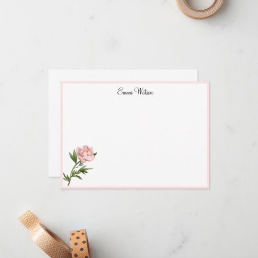 Custom Note Kaart-Peony Notitiekaartje (Voorkant / Achterkant in situ)