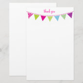 CUSTOM NOTE schattig helder bunting aqua limoen ro Briefpapier (Voorkant / Achterkant)
