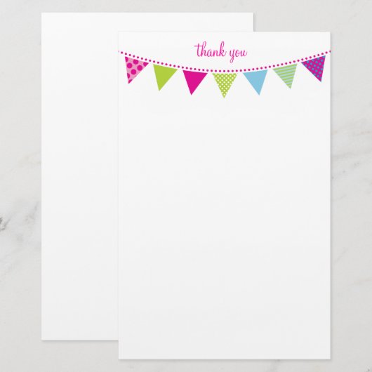 CUSTOM NOTE schattig helder bunting aqua limoen ro Briefpapier (Voorkant / Achterkant)