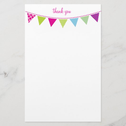 CUSTOM NOTE schattig helder bunting aqua limoen ro Briefpapier (Voorkant)