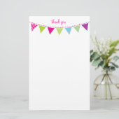 CUSTOM NOTE schattig helder bunting aqua limoen ro Briefpapier (Staand voorkant)