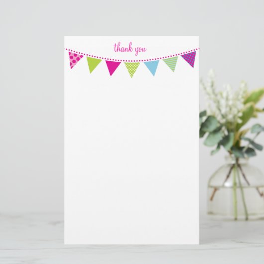CUSTOM NOTE schattig helder bunting aqua limoen ro Briefpapier (Staand voorkant)