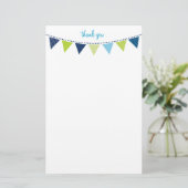 CUSTOM NOTE schattig helder bunting bold blauw gro Briefpapier (Staand voorkant)