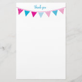 CUSTOM NOTE schattig helder bunting bold blauw roz Briefpapier (Voorkant)