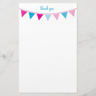 CUSTOM NOTE schattig helder bunting bold blauw roz Briefpapier
