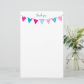 CUSTOM NOTE schattig helder bunting bold blauw roz Briefpapier (Staand voorkant)