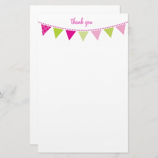 CUSTOM NOTE schattig helder bunting vet limoen roz Briefpapier (Voorkant / Achterkant)
