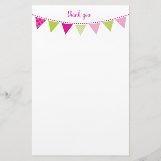 CUSTOM NOTE schattig helder bunting vet limoen roz Briefpapier (Voorkant)