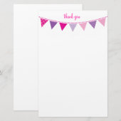 CUSTOM NOTE schattig helder bunting vet roze paars Briefpapier (Voorkant / Achterkant)