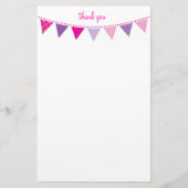 CUSTOM NOTE schattig helder bunting vet roze paars Briefpapier (Voorkant)