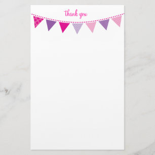 CUSTOM NOTE schattig helder bunting vet roze paars Briefpapier