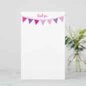 CUSTOM NOTE schattig helder bunting vet roze paars Briefpapier (Staand voorkant)