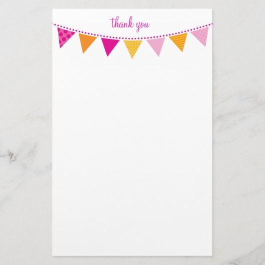 CUSTOM NOTE schattig helder bunting vet sinaasappe Briefpapier (Voorkant)