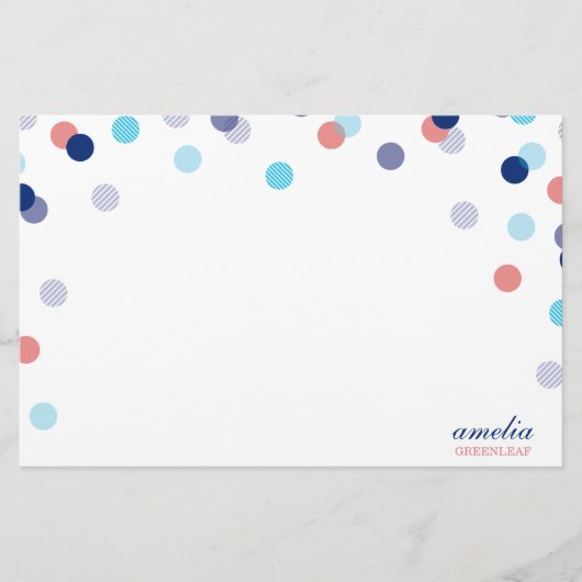 CUSTOM NOTE schattig helder confetti marineblauw k Briefpapier (Voorkant)