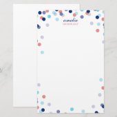 CUSTOM NOTE schattig helder confetti marineblauw k Briefpapier (Voorkant / Achterkant)