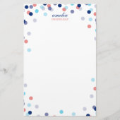 CUSTOM NOTE schattig helder confetti marineblauw k Briefpapier (Voorkant)