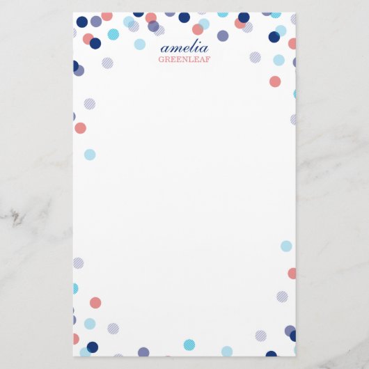 CUSTOM NOTE schattig helder confetti marineblauw k Briefpapier (Voorkant)