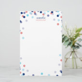 CUSTOM NOTE schattig helder confetti marineblauw k Briefpapier (Staand voorkant)