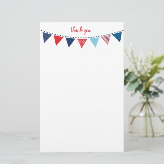 CUSTOM NOTE schattige heldere bunting vet marine b Briefpapier (Staand voorkant)