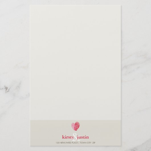 CUSTOM NOTE schattige moderne vingerafdruk hart pa Briefpapier (Voorkant)