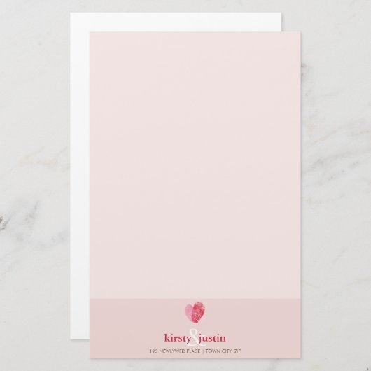 CUSTOM NOTE schattige moderne vingerafdruk hart pa Briefpapier (Voorkant / Achterkant)