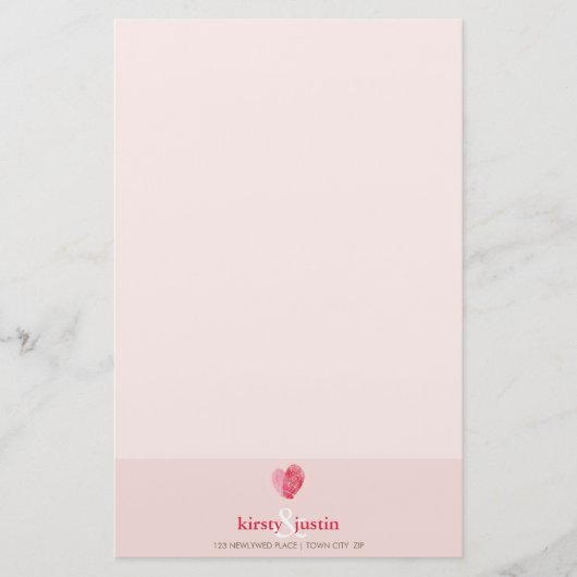 CUSTOM NOTE schattige moderne vingerafdruk hart pa Briefpapier (Voorkant)
